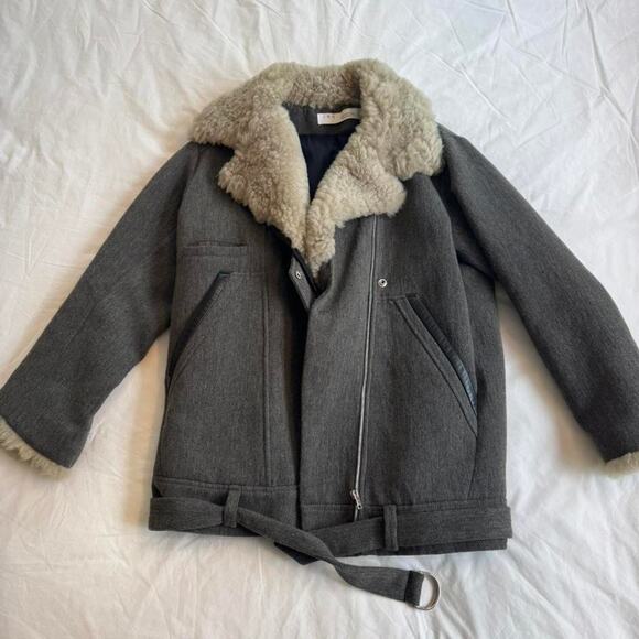 Iro grey jacket with real lamb fur collar - Picture 1 of 5